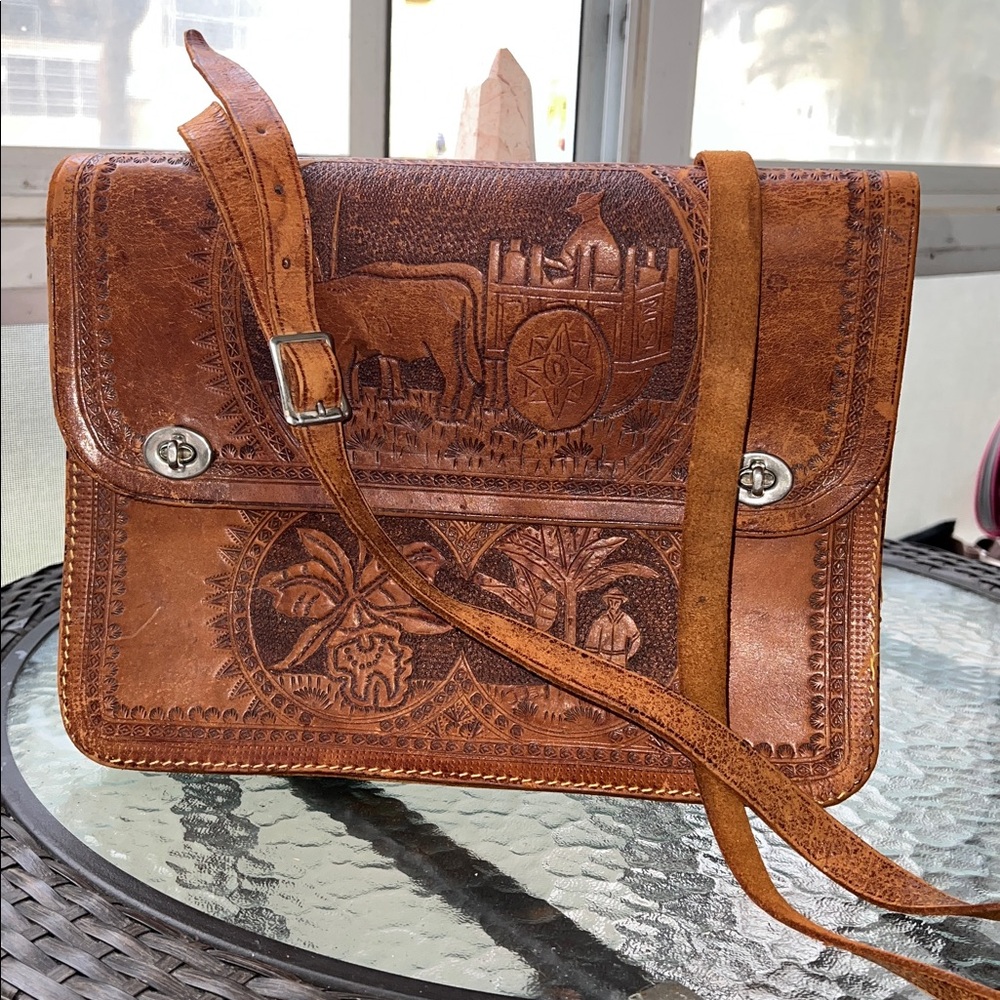 All Leather Messenger Bag.. hand tooled